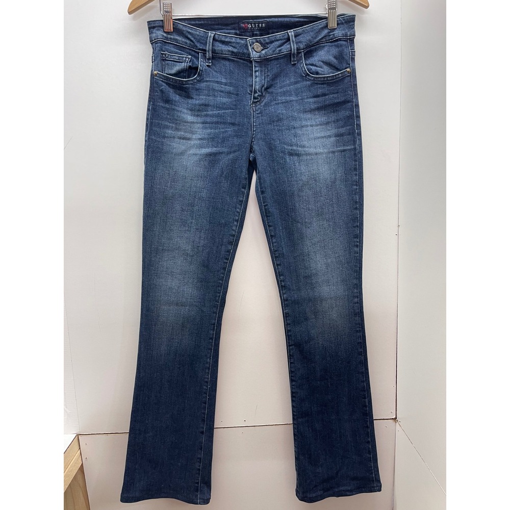 Guess Kate Boot Jeans Blue Embroidered Back Pocket Bootcut Denim Size 29